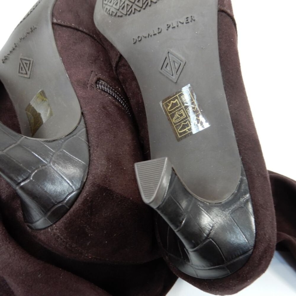 DONALD PLINER Beaufort Knee High Boots Size 8 Brown Stretch Faux Suede NEW $298 - Picture 12 of 12